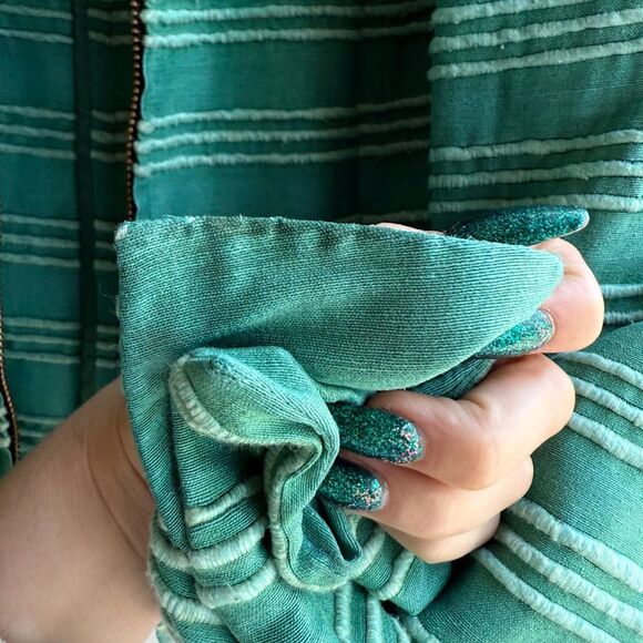 Akris Punto 100% Silk Tailored Cropped Jacket in Striped Green size 10 M - Picture 15 of 16